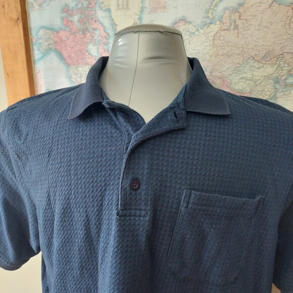 Denver Hayes Classic Fit Navy Patterned Polo Golf Shirt Men's Size Large - Picture 2 of 10